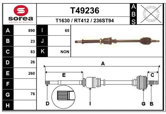 Handler.Part Drive shaft EAI T49236 1