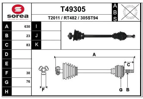 Handler.Part Drive shaft EAI T49305 1