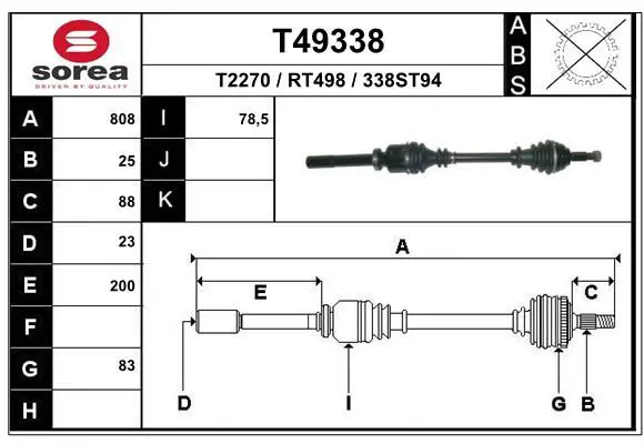 Handler.Part Drive shaft EAI T49338 1