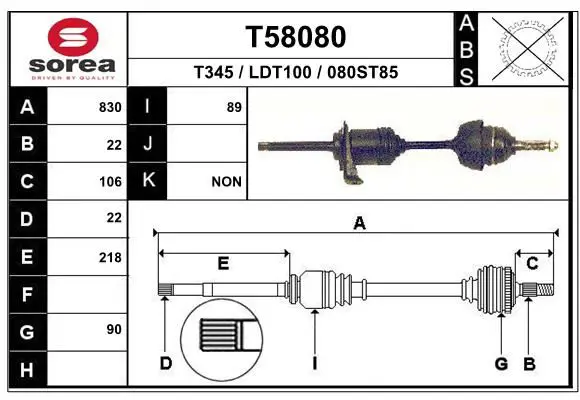 Handler.Part Drive shaft EAI T58080 1