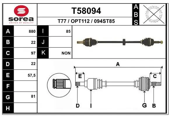 Handler.Part Drive shaft EAI T58094 1