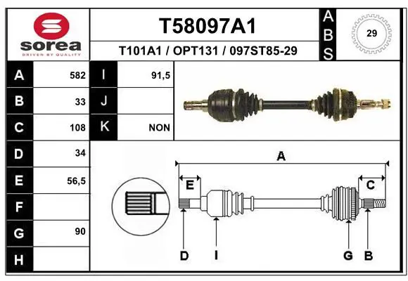 Handler.Part Drive shaft EAI T58097A1 1