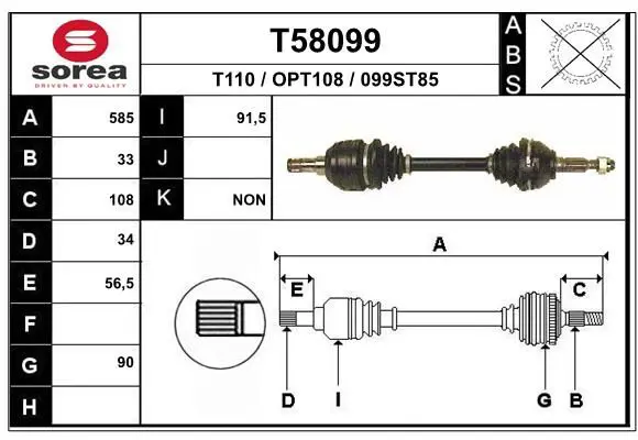 Handler.Part Drive shaft EAI T58099 1