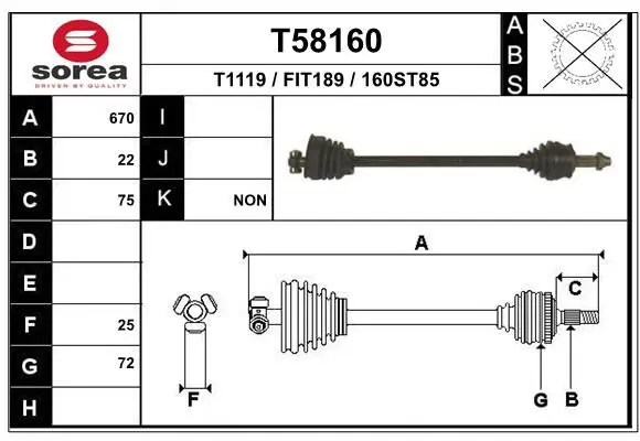 Handler.Part Drive shaft EAI T58160 1