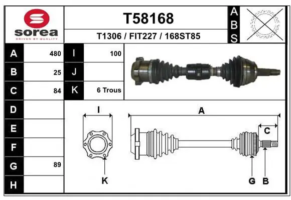 Handler.Part Drive shaft EAI T58168 1