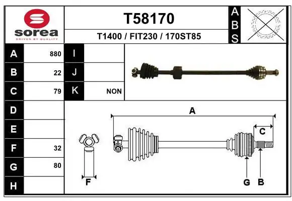 Handler.Part Drive shaft EAI T58170 1