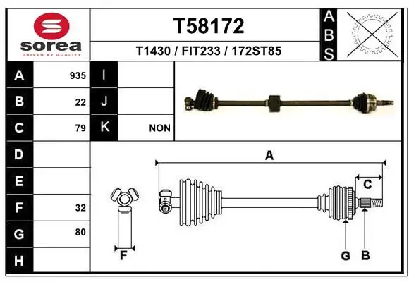 Handler.Part Drive shaft EAI T58172 1