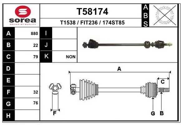 Handler.Part Drive shaft EAI T58174 1