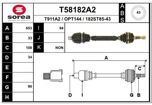 Handler.Part Drive shaft EAI T58182A2 1