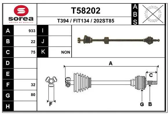 Handler.Part Drive shaft EAI T58202 1