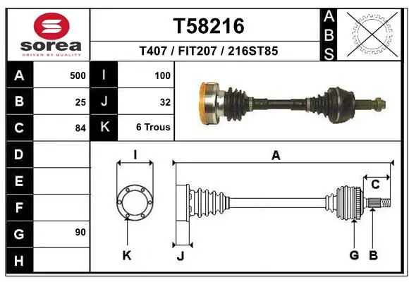 Handler.Part Drive shaft EAI T58216 1