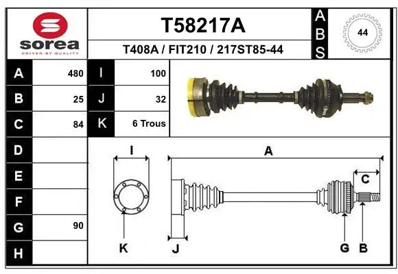 Handler.Part Drive shaft EAI T58217A 1