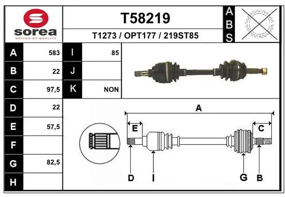 Handler.Part Drive shaft EAI T58219 1