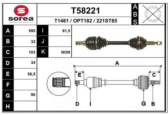 Handler.Part Drive shaft EAI T58221 1