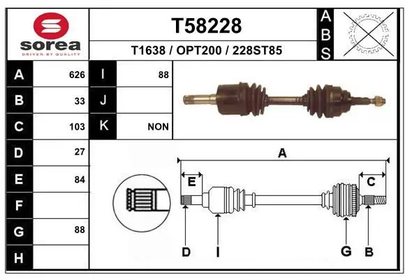 Handler.Part Drive shaft EAI T58228 1