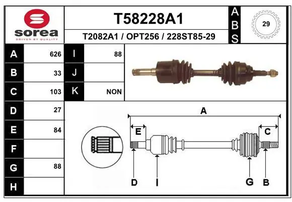 Handler.Part Drive shaft EAI T58228A1 1