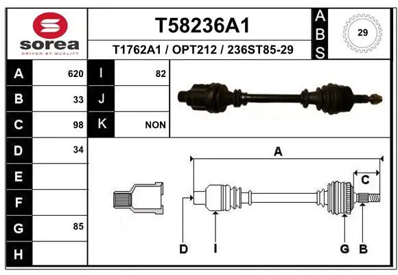 Handler.Part Drive shaft EAI T58236A1 1