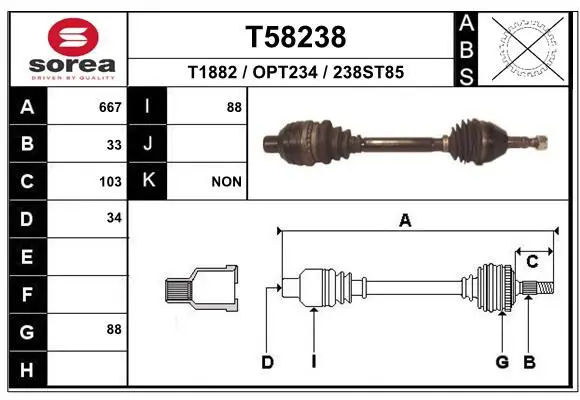 Handler.Part Drive shaft EAI T58238 1