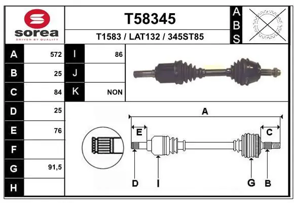 Handler.Part Drive shaft EAI T58345 1