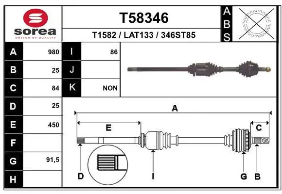 Handler.Part Drive shaft EAI T58346 1