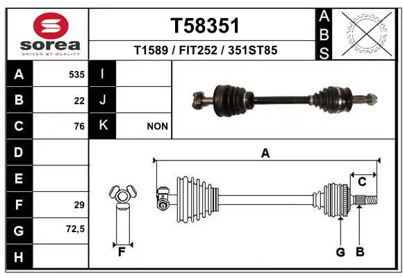 Handler.Part Drive shaft EAI T58351 1