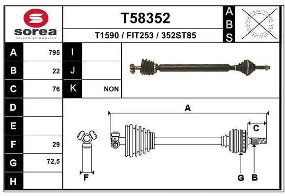 Handler.Part Drive shaft EAI T58352 1