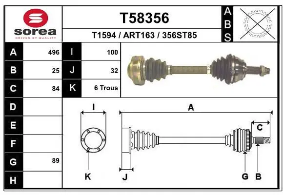 Handler.Part Drive shaft EAI T58356 1