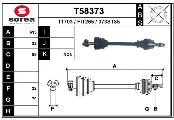 Handler.Part Drive shaft EAI T58373 1