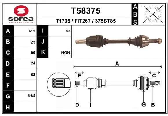 Handler.Part Drive shaft EAI T58375 1