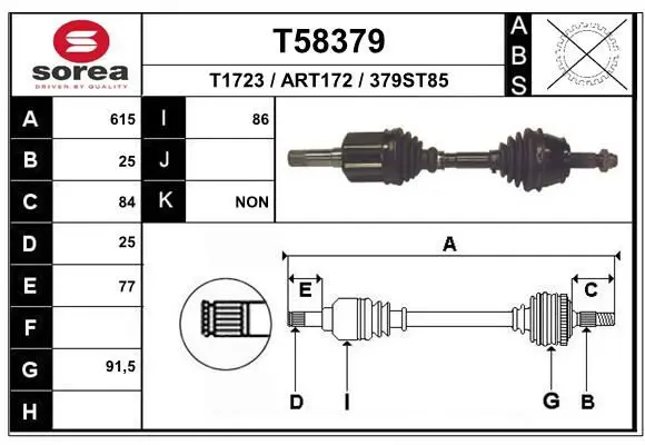 Handler.Part Drive shaft EAI T58379 1