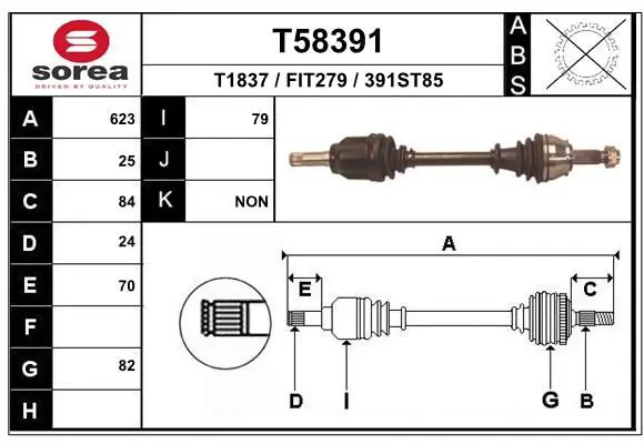 Handler.Part Drive shaft EAI T58391 1