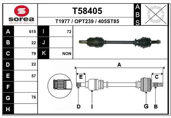 Handler.Part Drive shaft EAI T58405 1