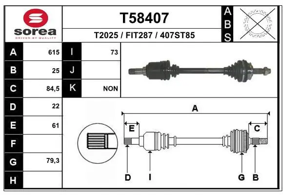 Handler.Part Drive shaft EAI T58407 1