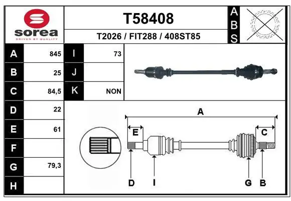 Handler.Part Drive shaft EAI T58408 1