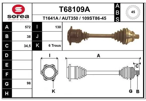 Handler.Part Drive shaft EAI T68109A 1