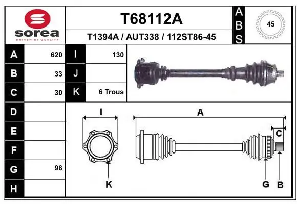 Handler.Part Drive shaft EAI T68112A 1