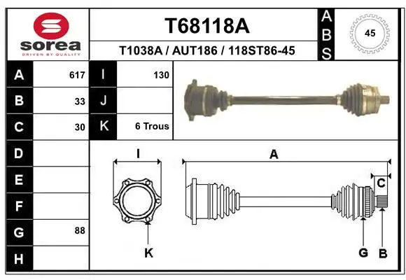 Handler.Part Drive shaft EAI T68118A 1