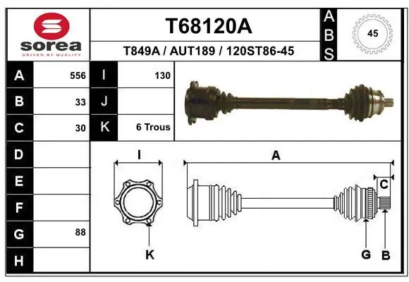 Handler.Part Drive shaft EAI T68120A 1