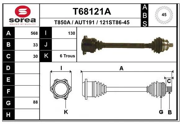 Handler.Part Drive shaft EAI T68121A 1