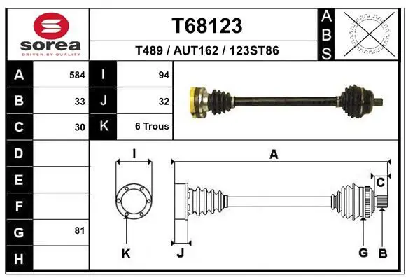 Handler.Part Drive shaft EAI T68123 1