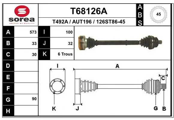 Handler.Part Drive shaft EAI T68126A 1