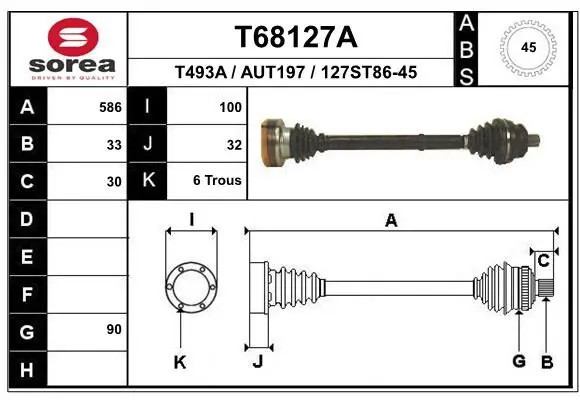 Handler.Part Drive shaft EAI T68127A 1