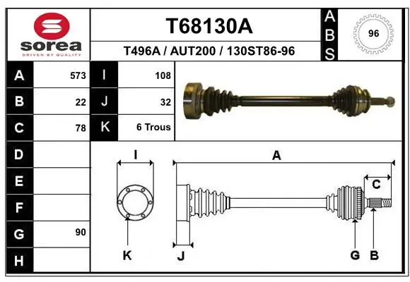 Handler.Part Drive shaft EAI T68130A 1