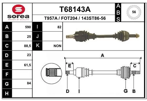 Handler.Part Drive shaft EAI T68143A 1