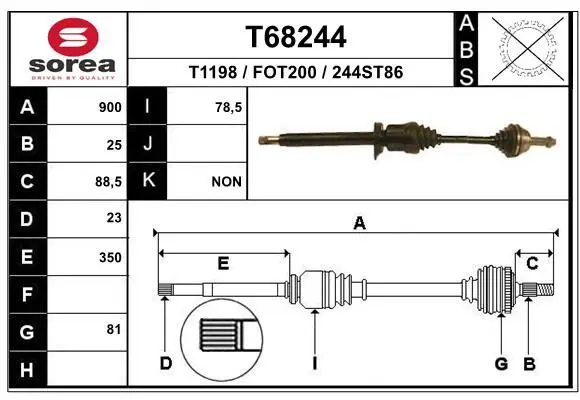 Handler.Part Drive shaft EAI T68244 1