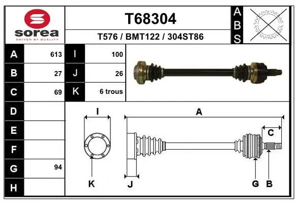 Handler.Part Drive shaft EAI T68304 1