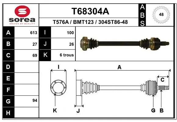 Handler.Part Drive shaft EAI T68304A 1