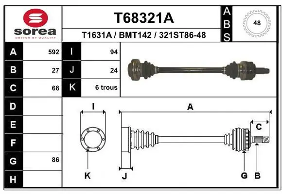 Handler.Part Drive shaft EAI T68321A 1