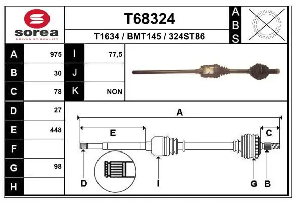 Handler.Part Drive shaft EAI T68324 1