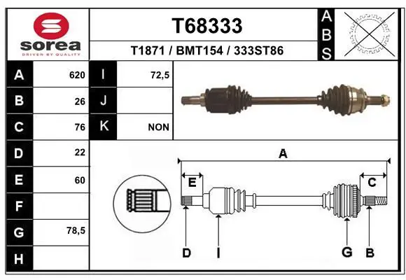 Handler.Part Drive shaft EAI T68333 1